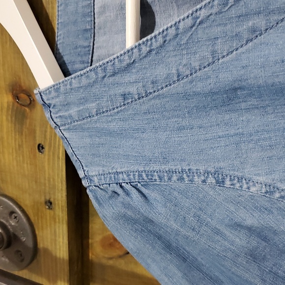 MADEWELL JUMPSUIT BLUE DENIM JEAN ROMPER SIZE 0 CASUAL PLEATS PUFFY SLEEVES - Picture 5 of 9